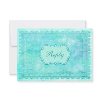 Blue and Green Floral Lace Reply Card invitation