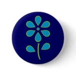 Blue and Green Flower Pinback Button