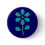 Blue and Green Flower Pinback Button