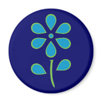 Blue and Green Flower Fridge Magnets