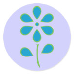 Blue and Green Flower Round Sticker