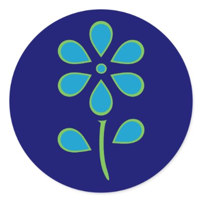 Blue and Green Flower Round Sticker by toxiferous