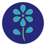 Blue and Green Flower Round Sticker
