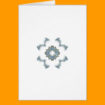 Blue and Green Fractal Art Flower cards