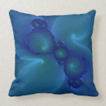 Blue and green fractal art pillow
