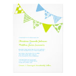 Blue and Green Fun Flags Wedding Invitations
