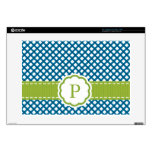 Blue and Green Gingham Monogrammed Skin For 15" Laptop