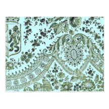 Blue And Green Lace Post Card