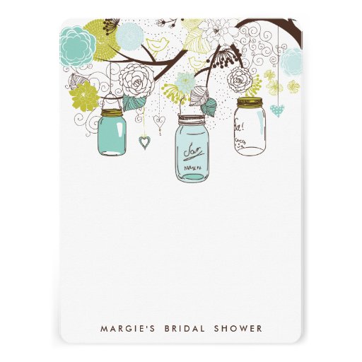 Blue and Green Mason Jars Table Numbers Card