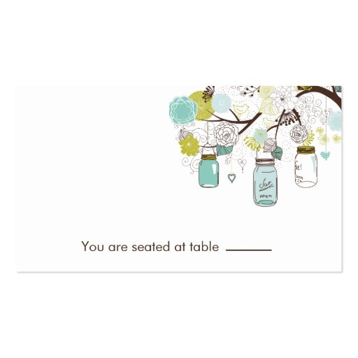 Blue and Green Mason Jars Table Place Holder Business Card Templates