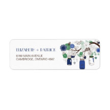Blue and Green Mason Jars Wedding Address Label