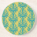blue and green ornate damask fleur pattern