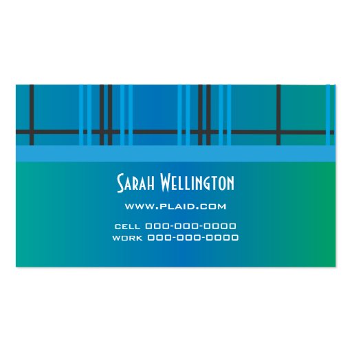 Blue and Green Plaid Business Card (back side)