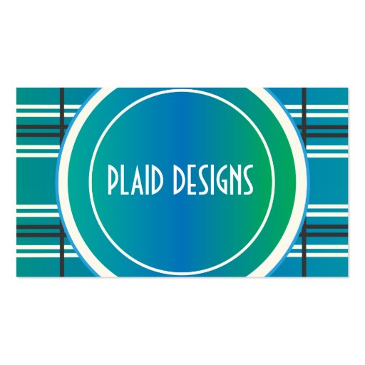 Blue and Green Plaid Business Card (front side)