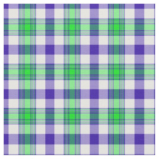 Blue and Green Plaid Fabric Zazzle