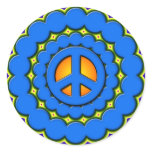 BLUE AND GREEN RETRO PEACE SIGN BLUE AND GREEN RETRO PEACE SIGN