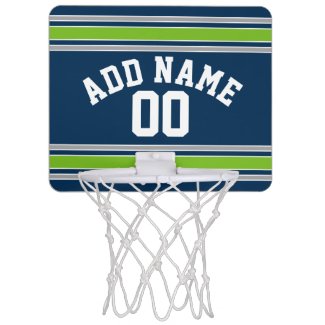 Blue and Green Sports Jersey Custom Name Number Mini Basketball Hoops