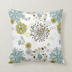 Blue and Green Spring Floral Pattern Pillows