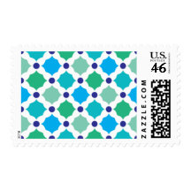 Blue and green squares stamp