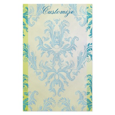 Blue and Green Vintage Damask Stationery by MidnightDreamer