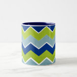 Blue and Green Zig Zag Pattern Coffee Mug