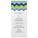 Blue and Green Zig Zag Wedding Menu Personalized Invitations