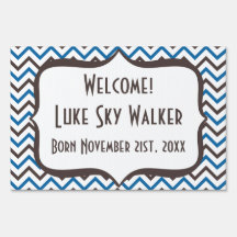 Blue and Grey Chevron Design Yard Sign