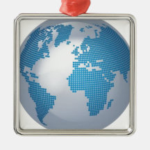 Blue and Grey Globe Ornament