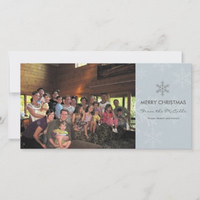 Blue and Grey Snowflake Holiday Card Photo Card Template