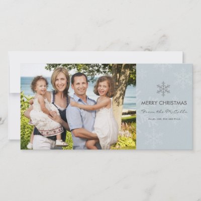 Blue and Grey Snowflake Holiday Card Photo Card