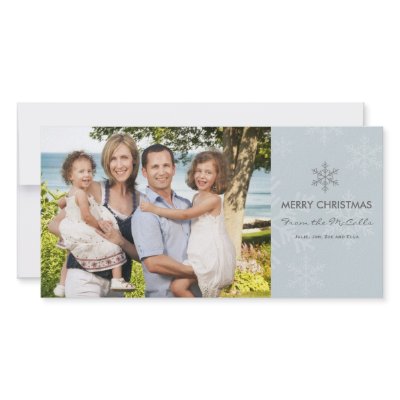 Blue and Grey Snowflake Holiday Card Photo Card by livandsophie