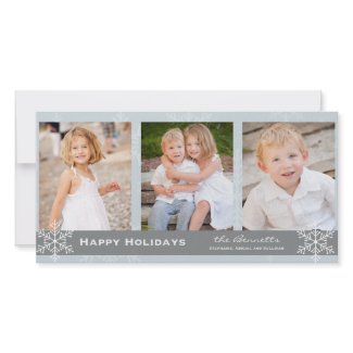 Blue and Grey Snowflake Holiday Card Photo Card Template