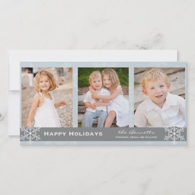 Blue and Grey Snowflake Holiday Card Photo Card Template