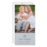 Blue and Grey Snowflake Holiday Card Personalized Photo Card