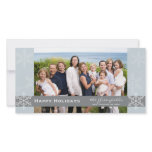 Blue and Grey Snowflake Holiday Card Photo Card Template
