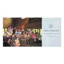 Blue and Grey Snowflake Holiday Card Photo Card Template