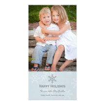 Blue and Grey Snowflake Holiday Card Personalized Photo Card
