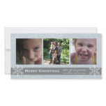 Blue and Grey Snowflake Merry Christmas card Photo Greeting Card