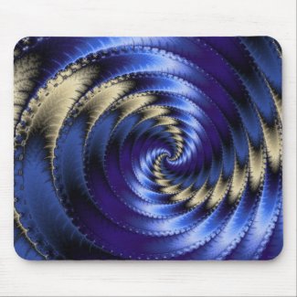 Blue And Grey Spiral Fractal Mouse Pad