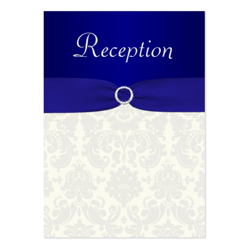 Blue and Ivory Damask Enclosure Card Business Card (front side)