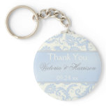Blue and Ivory Damask Wedding Favor Key Chain