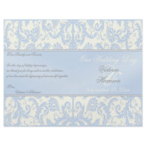 Blue and Ivory Damask Wedding Program Flyer