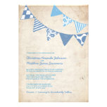 Blue and Ivory Fun Flags Wedding Invitations