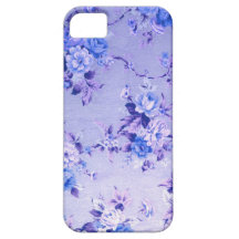 Blue and Lavender Floral Textured Pattern. iPhone 5 Covers