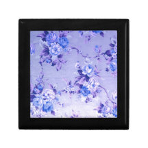 Blue and Lavender Floral Textured Pattern. Trinket Box