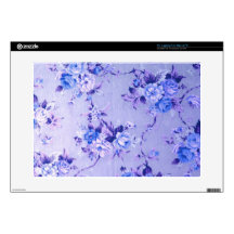 Blue and Lavender Floral Textured Pattern. 15" Laptop Skin
