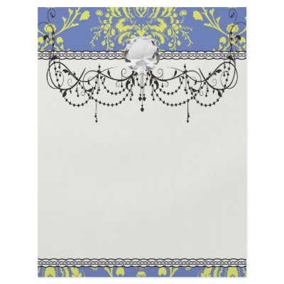 blue and lime green elegant damask custom flyer by dooni_damask