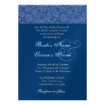 Blue and Midnight Swirl Damask Wedding Invitation at Zazzle