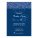 Blue and Midnight Swirl Damask Wedding Invitation at Zazzle