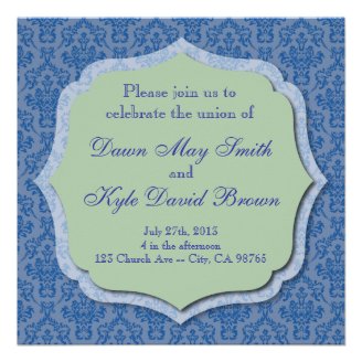 Blue and mint wedding invitation $1.90